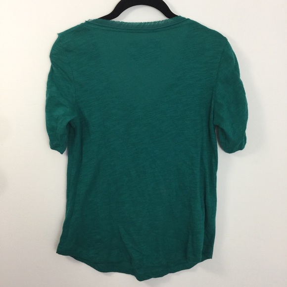 Deletta Teal Beaded Neck Short Sleeve Blouse Top - Picture 6 of 8